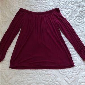 Women’s Maroon Off-the-Shoulder Long Sleeve